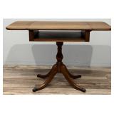 Vintage Drop-Leaf Pedestal Brass Clawfoot Table