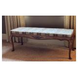 French Provincial Upholstered Carved Window Bench