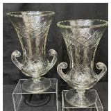 Vintage Double Handled Elegant Glass Vases