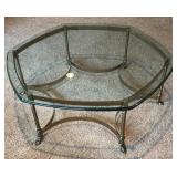 Regency Brass & Glass Hoof Feet Coffee Table