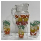 1950s Anchor Hocking Dogwood Pitcher & Glasses
