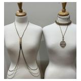 Vintage Gold Body Chain,80s Mesh Collar Necklace