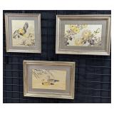 Vintage Lin Chokin Bird Artwork Trio