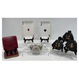 1940s Porcelain Stacking Playing Card Ashtrays,Mor