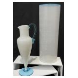 Signed Barovier & Toso White Canes Glass Vase