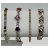 Sterling Silver Bracelets, 1 Gold Plated Bracelet