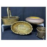 Vintage Brass Oval Basket, Planter, Bowl & More