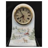 Fenton Hand Painted Winter Scene Downy Clock