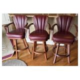 Vintage Mikhail Darafeev Leather & Maple Barstools