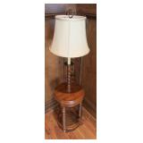 Vintage Oak? Barley Twist Floor Lamp With Table