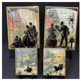 Vintage Reverse Painted Convex Glass Silhouettes
