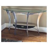 Mid Century Modern Chrome? & Glass Console Table