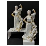 Vintage KPM Porcelain Peacock Princess Figurines