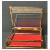 Vintage Wooden Jewelry Countertop Display Case