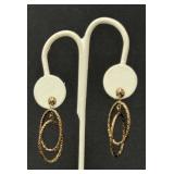 14K GP Bronze Rhodium Dangle Earrings 3.7 g
