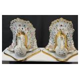 Vintage Italian Capodimonte Peacock Figurines