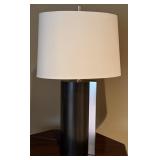 Contemporary Black & Silver Curved Table Lamp