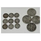 1942-43 Walking Liberty Half Dollars,Mercury Dimes