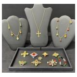 Joan Rivers Faberge Egg Necklaces, Trifari Brooch