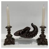 Vintage Holland Mold Candlesticks, Cornucopia