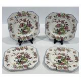 Steubenville Blue Rim Indian Tree Square Plates