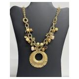 Vintage Rosa Flores Gold & Bronze Beaded Necklace