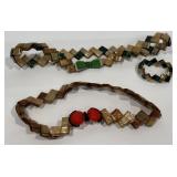Handmade Tramp Art Wax Gum Wrapper Belts, Bracelet