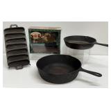 Vintage Cast Iron Skillets, Cornbread Pan