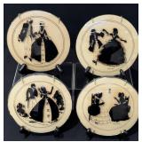 Signed Hand Painted Reversed Glass Silhouettes
