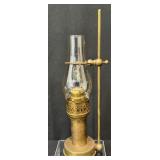 Rare Brass Desk Style Candle Push Up Oil Lamp