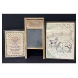 Hand Stitched Grazing Horse, Glass Washboard