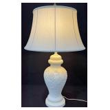 White Floral Bisque Porcelain Table Lamp