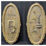 Mid Century Modern Oval Chalkware Wall Decor