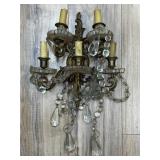 French Louis XVI Bronze & Crystal Wall Sconce