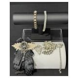 Vintage Rhinestone Brooches, Bracelets & More