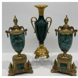 Vintage Malachite Style Urns & Vase, Read