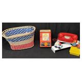 Red, White & Blue Bicycle Basket, Toy Phone & More