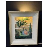 2 Lighted Hand Painted Reverse Glass Light