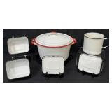 Vintage Red & White Enamelware Stock Pot & More