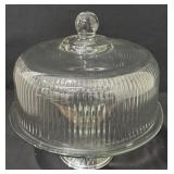Anchor Hocking Monaco Ribbed Glass Cake Stand