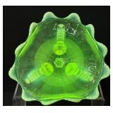 Northwood Yellow Glass Vaseline Footed Bowl