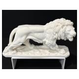 Vintage White Ceramic Bisque? Lion Sculpture