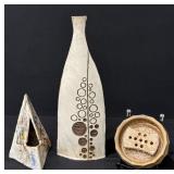 Unique Signed Studio Pottery Vases, Flower Frog