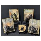 Vintage Convex Glass Reverse Painted Silhouettes