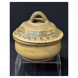 Vintage Signed Stoneware Pottery Canister, Lolly