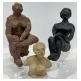 Signed Studio Ceramic Female Figure Sculptures