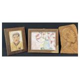 Signed Impressionist Still Life, Wood Carvings