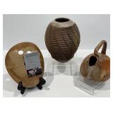 Vintage Ceramic Studio Art Teapot, Textured Vase
