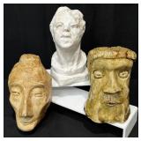 Hand Sculpted Studio Pottery Faces, Heads