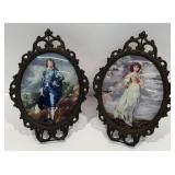 Vintage Ornate Metal Framed Boy Blue & Pink Girl